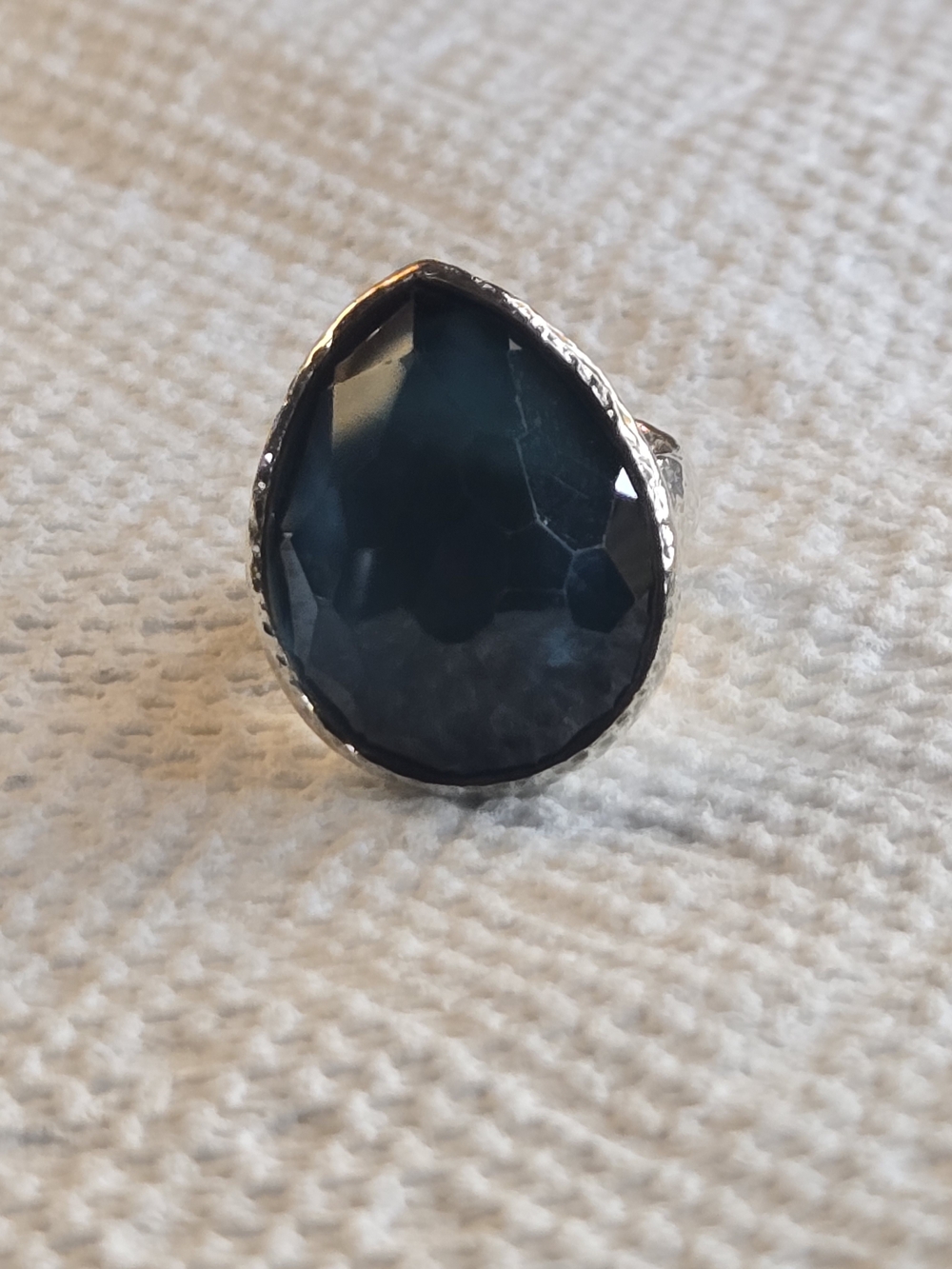 Ippolita Teardrop Dark Teal Blue Faceted Stone Ring